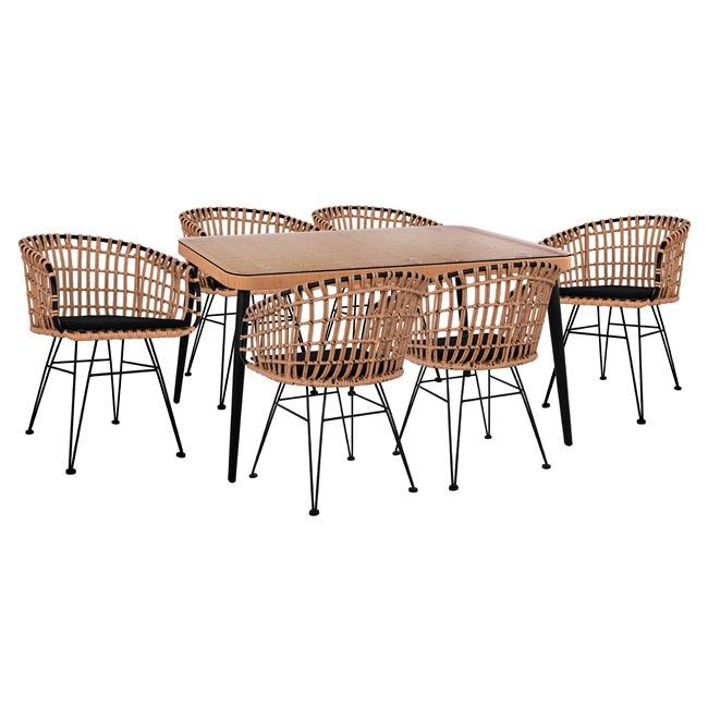 Градински комплект, Allegra, Бежов, Естествен ратан, 160х90х78см.