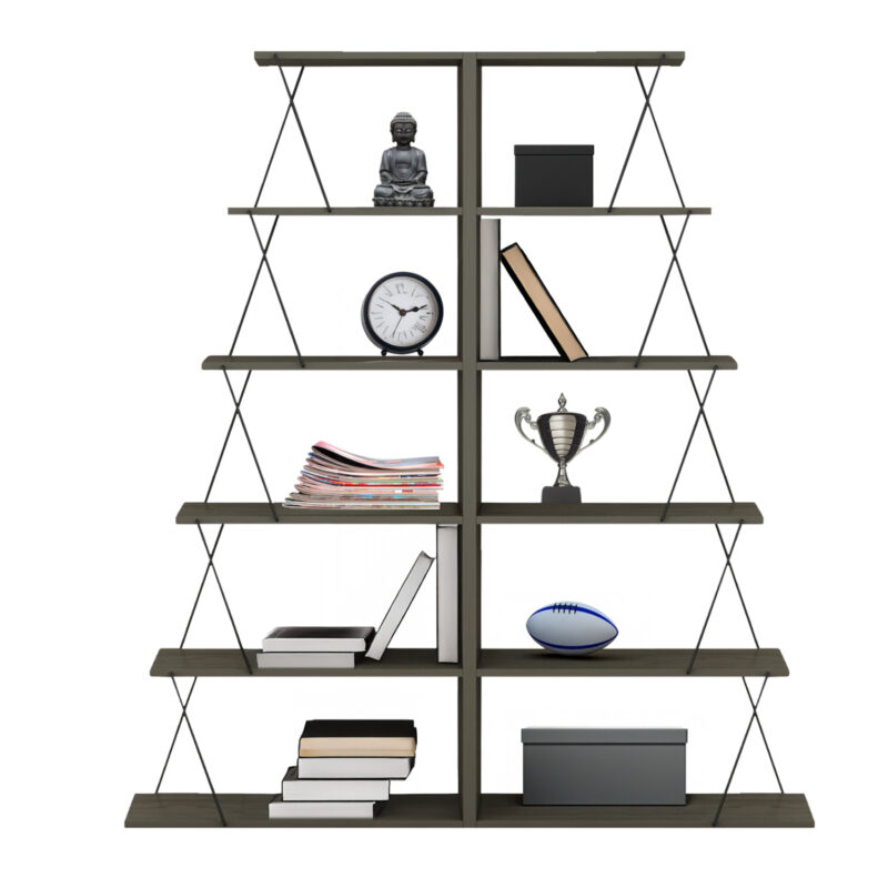 Библиотека, HM11772.13, Сив, Пдч, 65х24х146см.