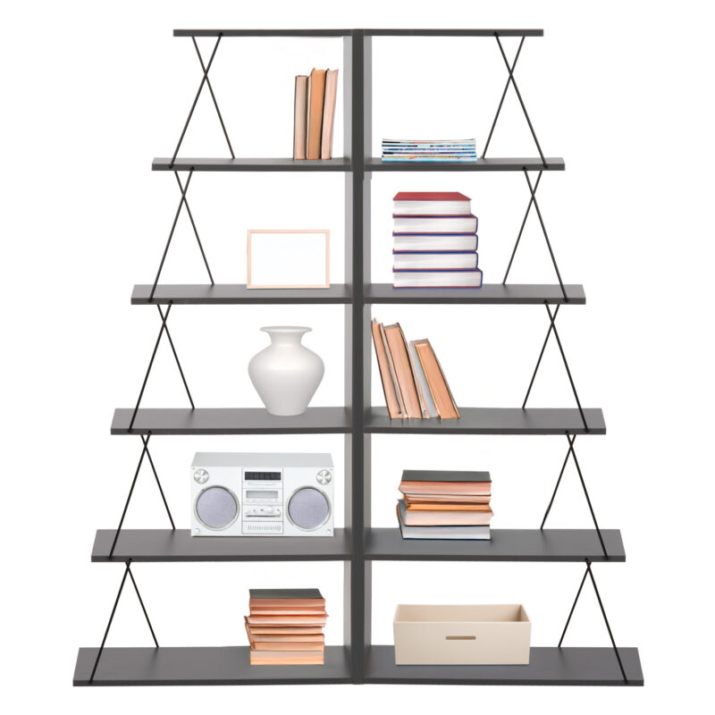 Библиотека, HM11772.20, Сив, Пдч, 65х24х146см.