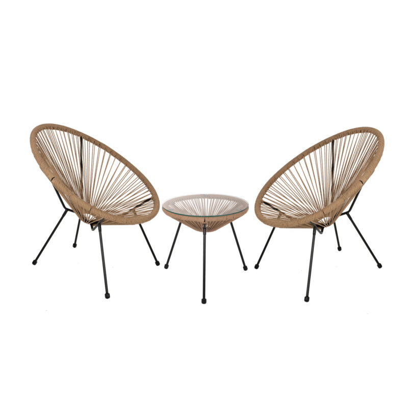 Градински комплект, HM21111, Бежов, Изкуствен ратан