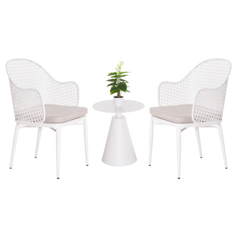 Градински комплект, OREGO, Бял, Пластмаса