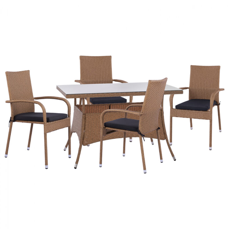 Градински комплект, HM11711.32, Бежов, Естествен ратан, 120х70см.