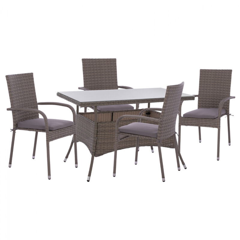 Градински комплект, HM11711.31, Бежов, Естествен ратан, 120х70см.