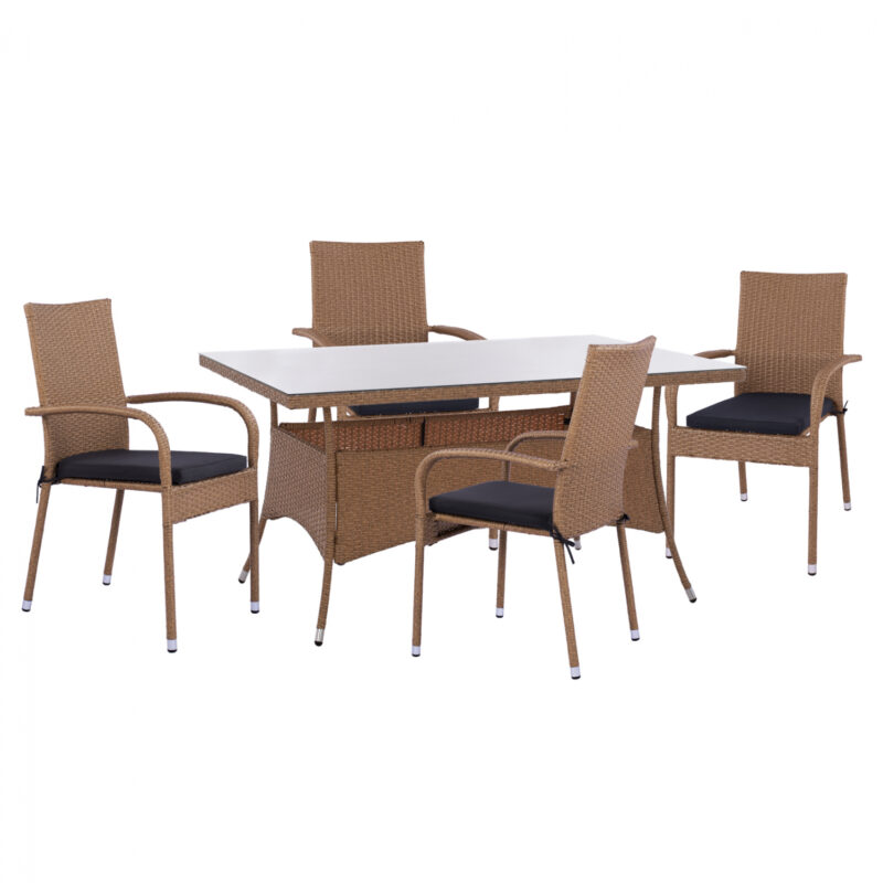 Градински комплект, 5507.02+5685.02, Бежов, Естествен ратан