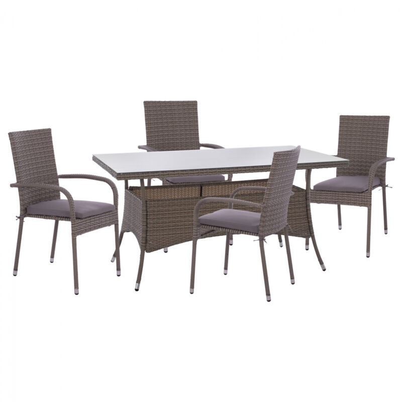 Градински комплект, 11713.01, Бежов, Естествен ратан, 150х90см.