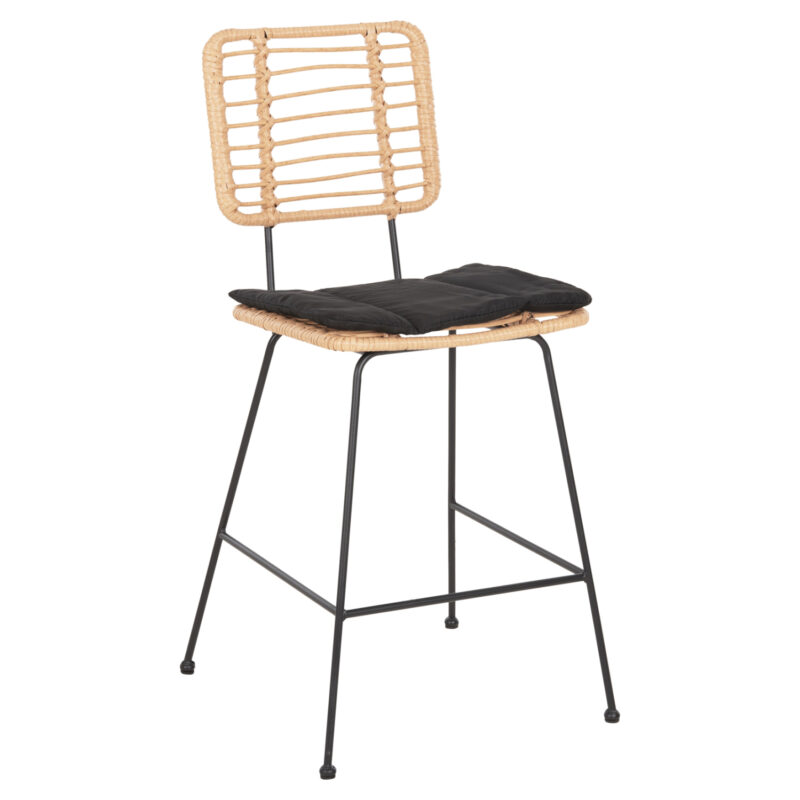 Бар стол, Allegra, Бежов, Естествен ратан, 53х56х107см.