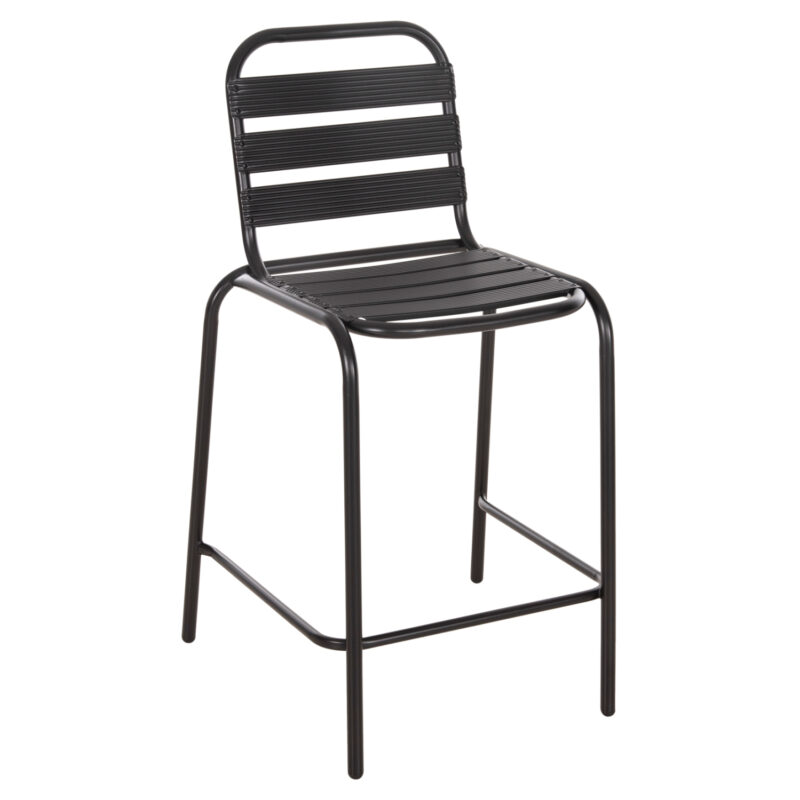 Бар стол, Laura, Черен, Алуминий, 58.5х58х104см.