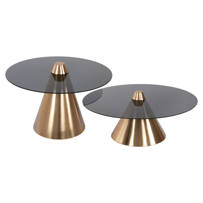 Комплект маси, HM9919, Златист, Стъкло, Метал, 80х60см.