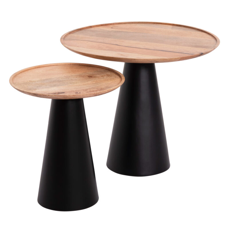 Комплект маси, HM9997, Натурален, Дърво, Метал, 60х40см.