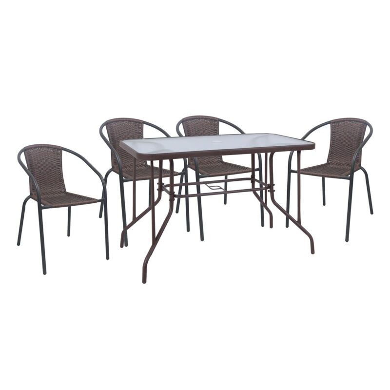 Градински комплект, BALENO-W, Кафяв, Метал, 110х60см.