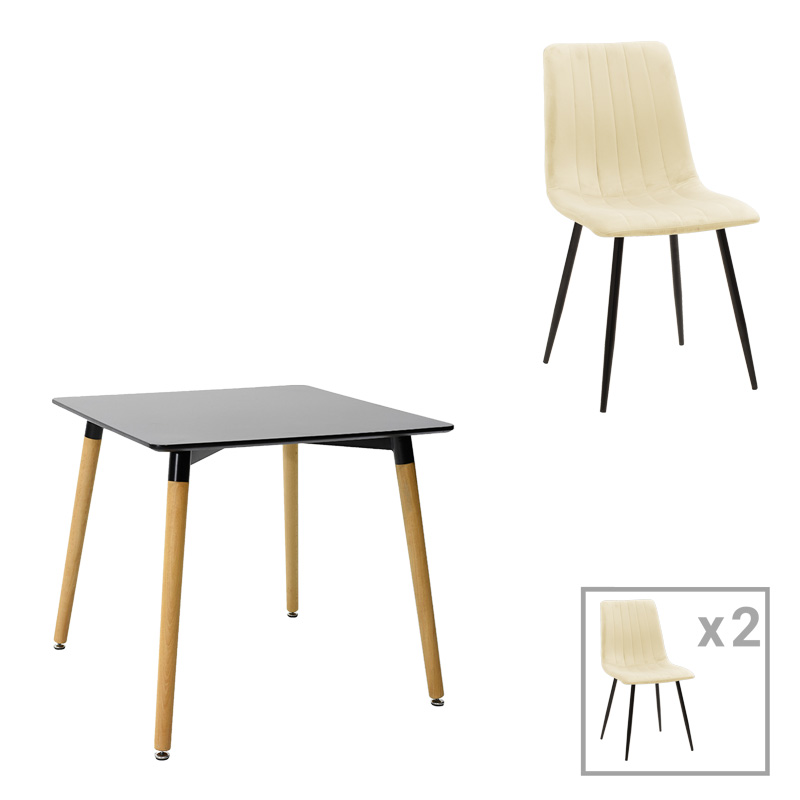 Трапезен комплект, Natali-Noor, Бежов, Мдф, 80х80х76см.