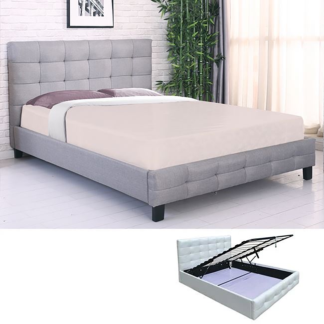 Легло, FIDEL, Сив, Текстил, 148х205х107см.