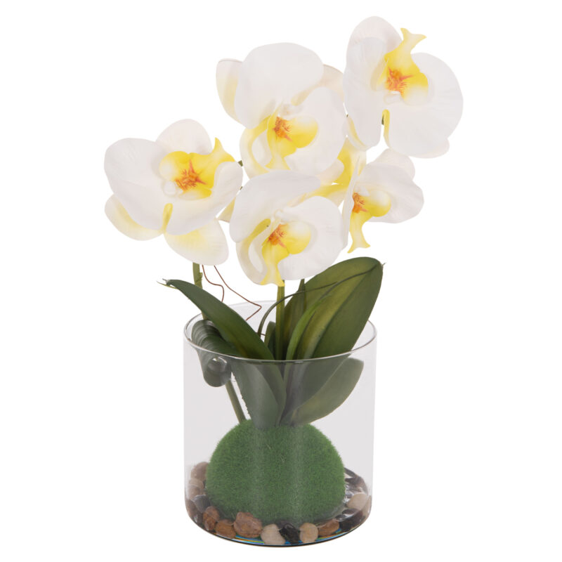Изкуствено растение, Phalaenopsis,  Бял, Пластмаса, 12х24х30см.