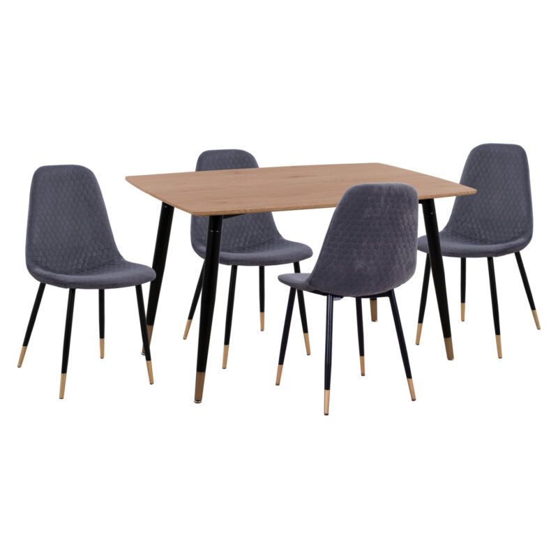 Трапезен комплект, ALIZA., Сив, Кадифе