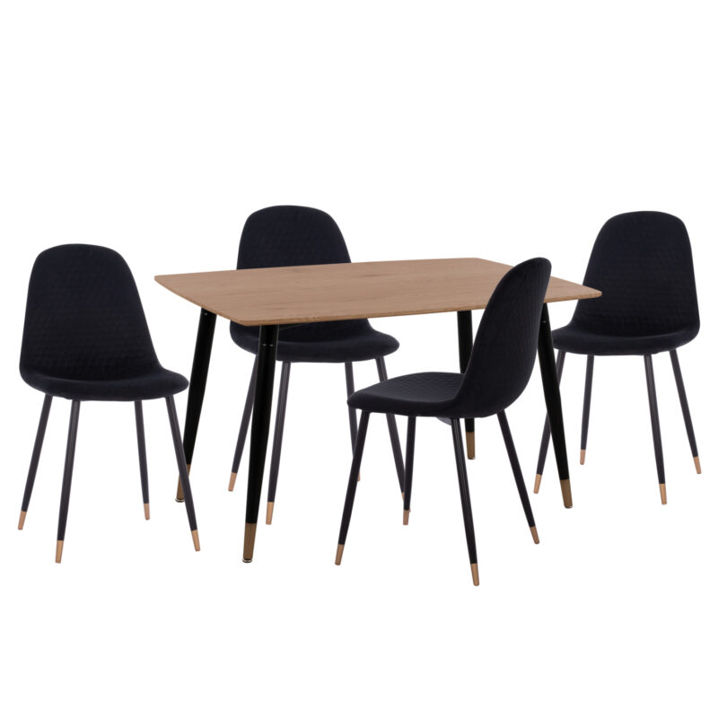 Трапезен комплект, ALIZA., Черен, Кадифе