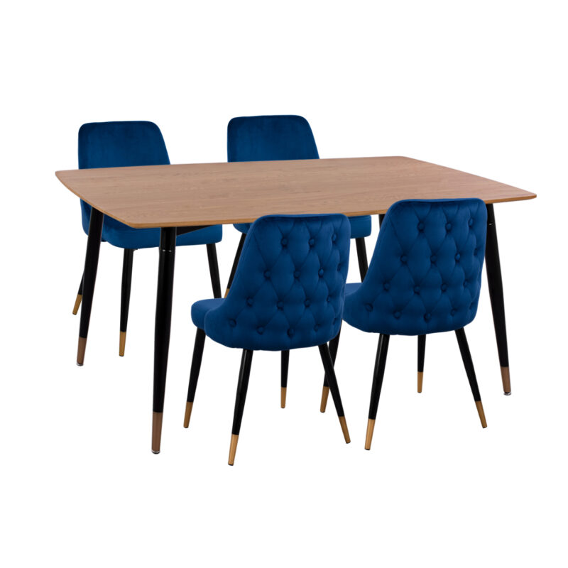 Трапезен комплект, JOLIE, Син, Кадифе