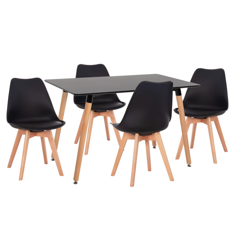 Трапезен комплект, VEGAS, Черен, Мдф, 92х92х92см.