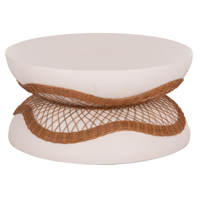 Холна маса, Anna, Бял, Естествен ратан, 92х44см.