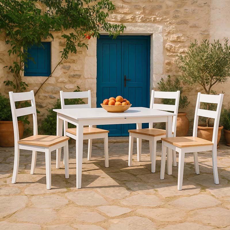 Трапезен комплект, Mabor-York, Бял, Дърво, 150х80х73.8см.