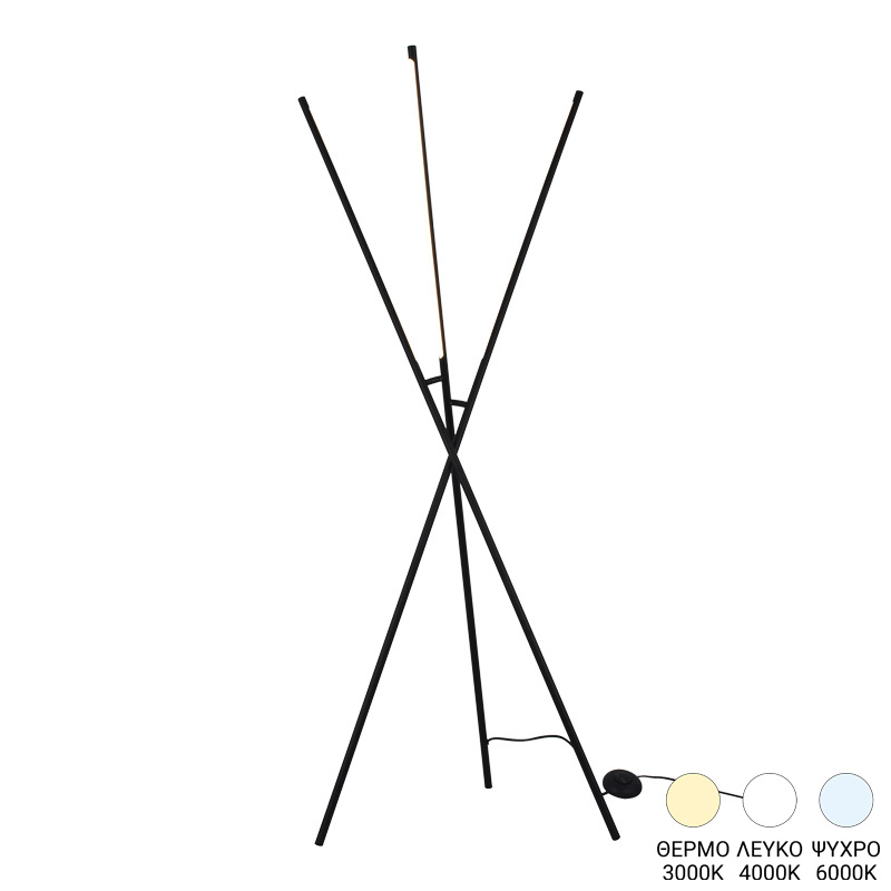 Подова лампа, Loly, Черен, Метал, 40х40х145см.