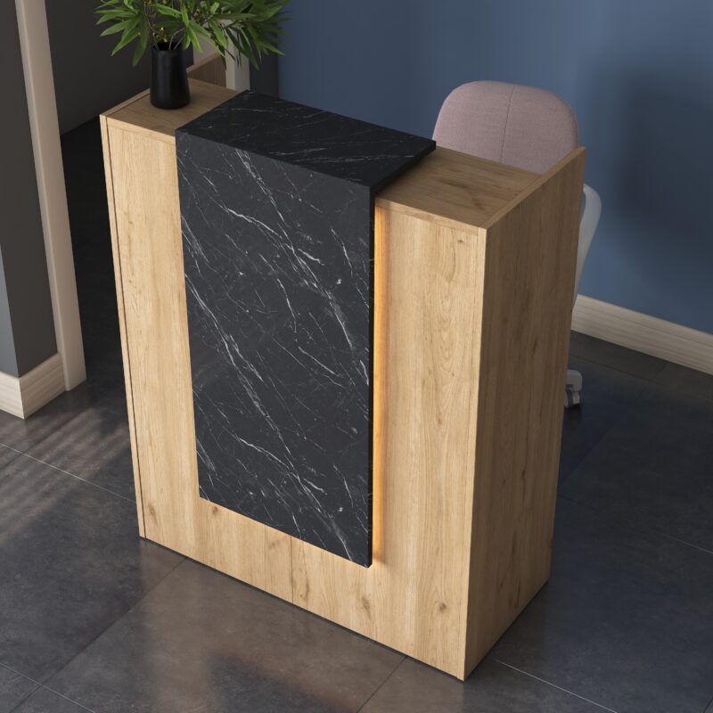 Рецепция, Zowel, Орех/Черен мрамор, ПДЧ, 90x40x110см.