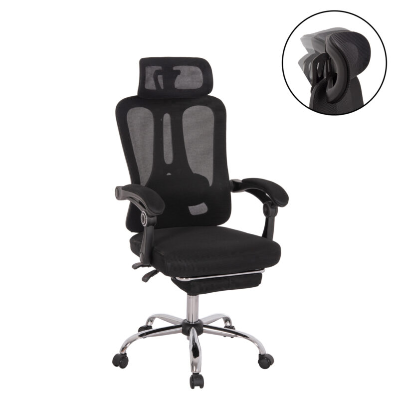 Офис стол, BARNET, Черен, Мрежа, 61х62х123см.