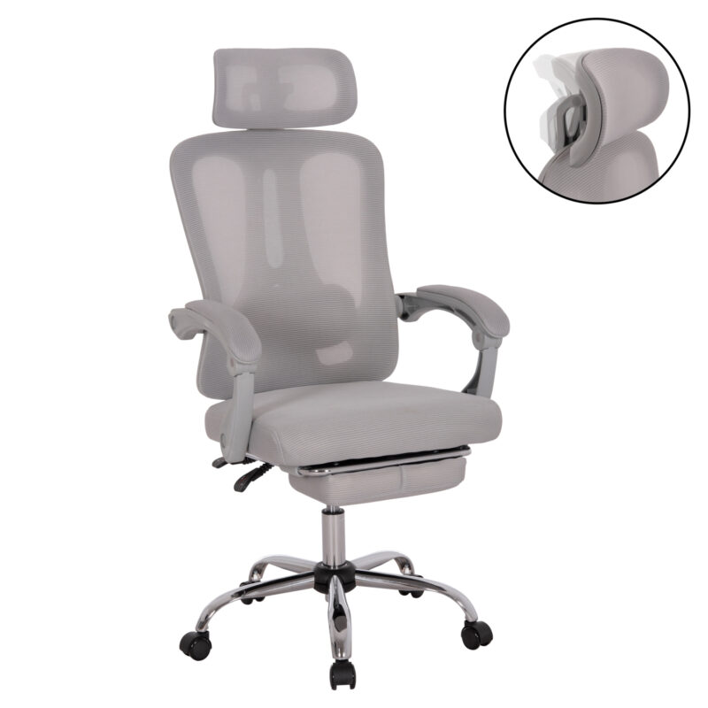 Офис стол, BARNET, Сив, Мрежа, 61х62х123см.