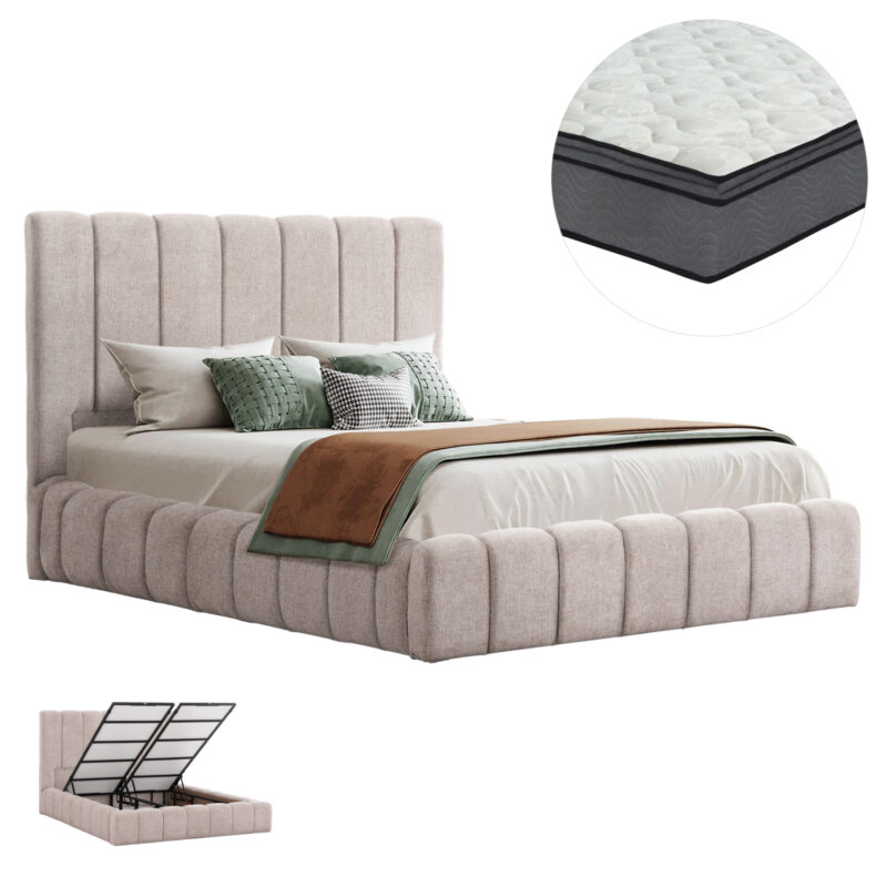 Легло, HM21167, Бежов, Текстил, 160х200см.