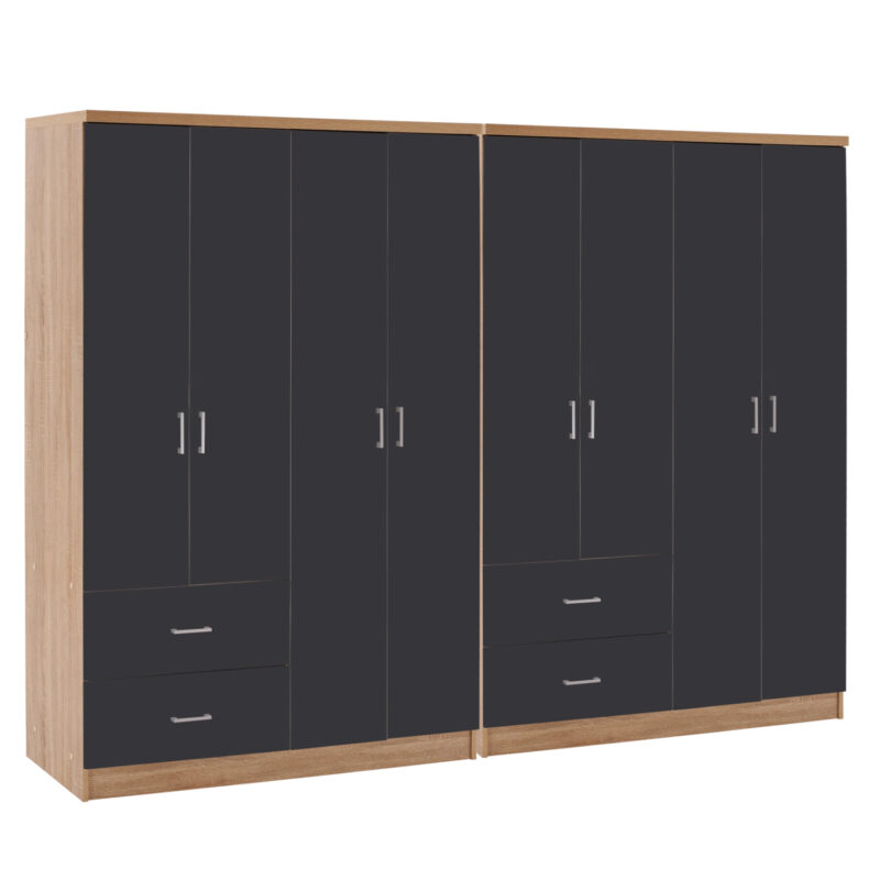 Гардероб, Briana, Сив, ПДЧ, 241х42.5х180.5см.