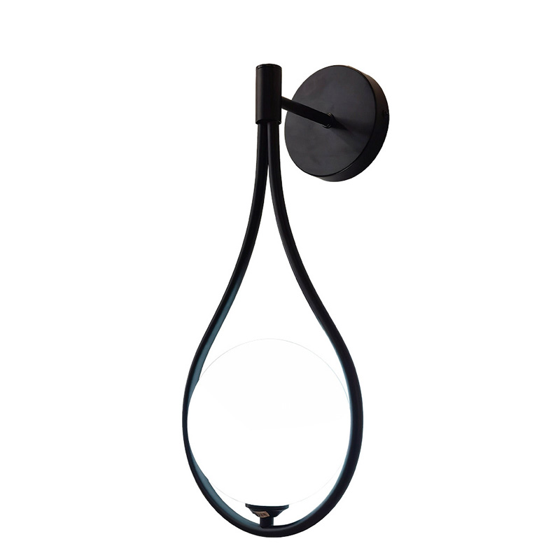 Стенна лампа, Teary, Черен, Метал, 16х12х37см.