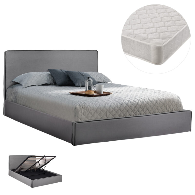 Легло, ALLIE, Сив, Текстил, 160х200см.