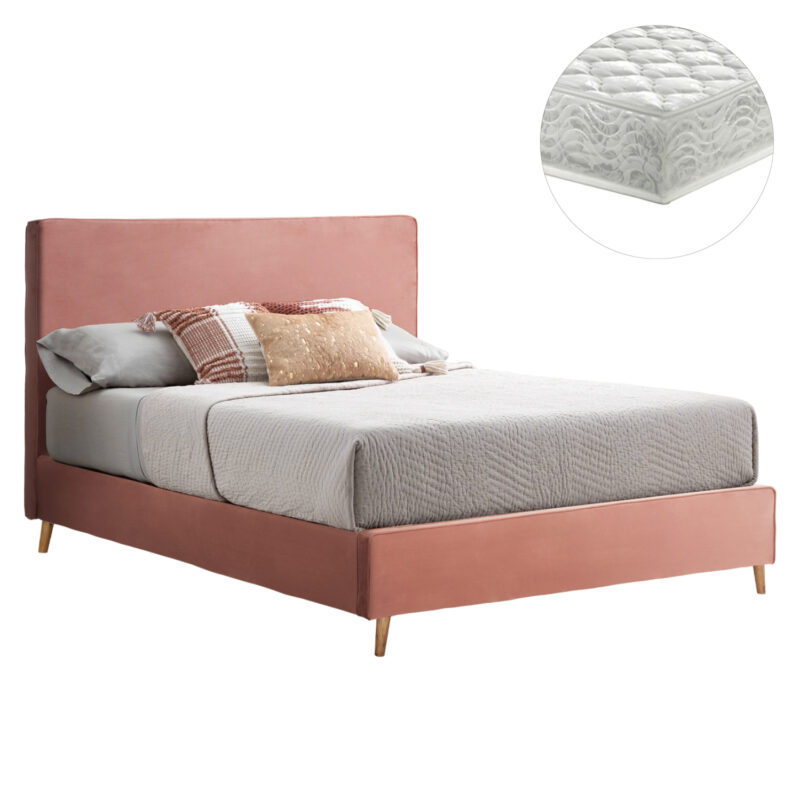 Легло, INDRA, Розов, Кадифе, 160х200см.