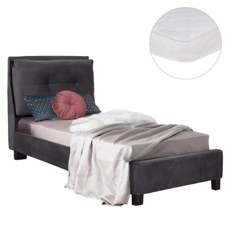 Легло, RILEY, Сив, Кадифе, 90х200см.