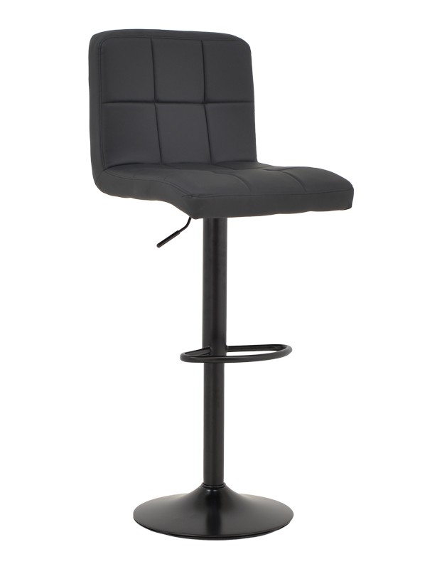 Бар стол O292-000020, регулируем по височина, от черен PU с черна метална основа, 44x44x112 см.