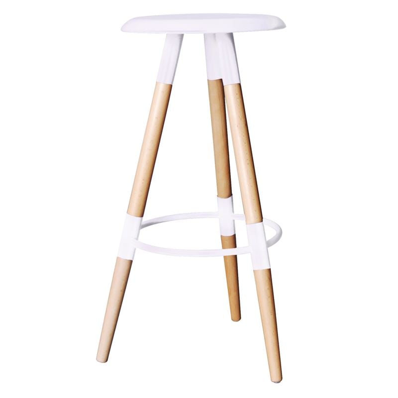 Бар стол, ART OΕ-00014733, Бял, Дърво, 37х37х78см.