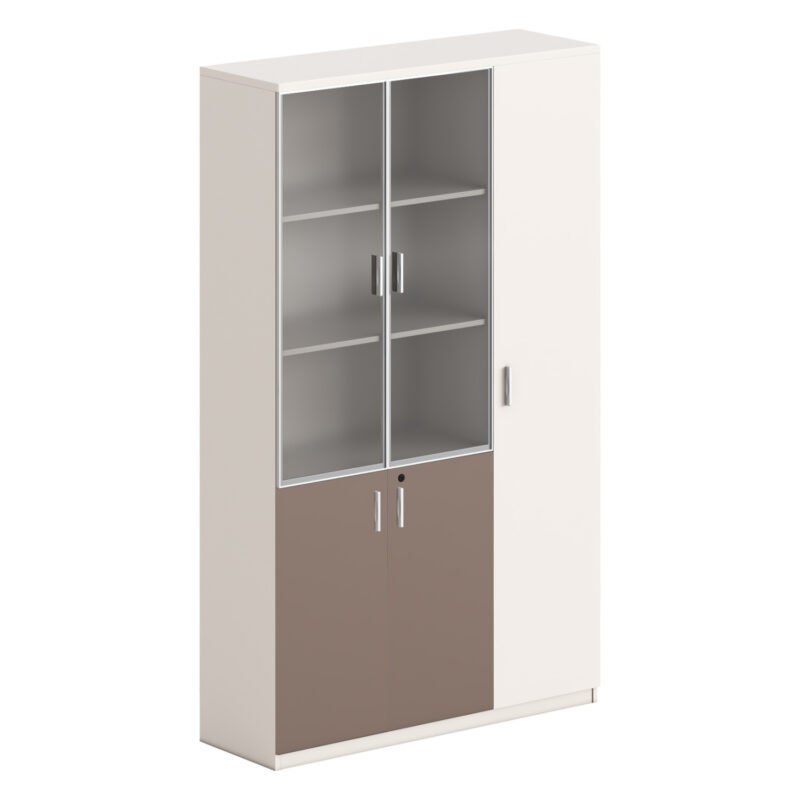 Библиотека, NEWLINE, Кафяв, Стъкло, 120х40х200см.